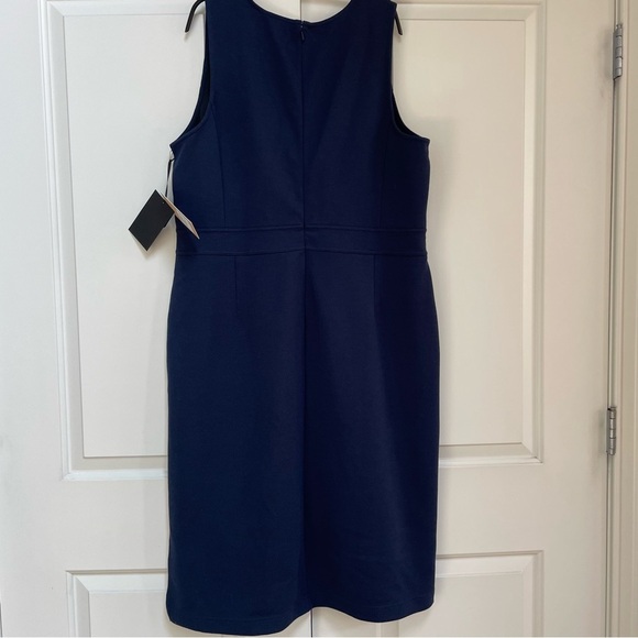 NWT Halogen Blue Sleeveless Button Detail Zip Back Side Slit Dress Office Work - Picture 9 of 13